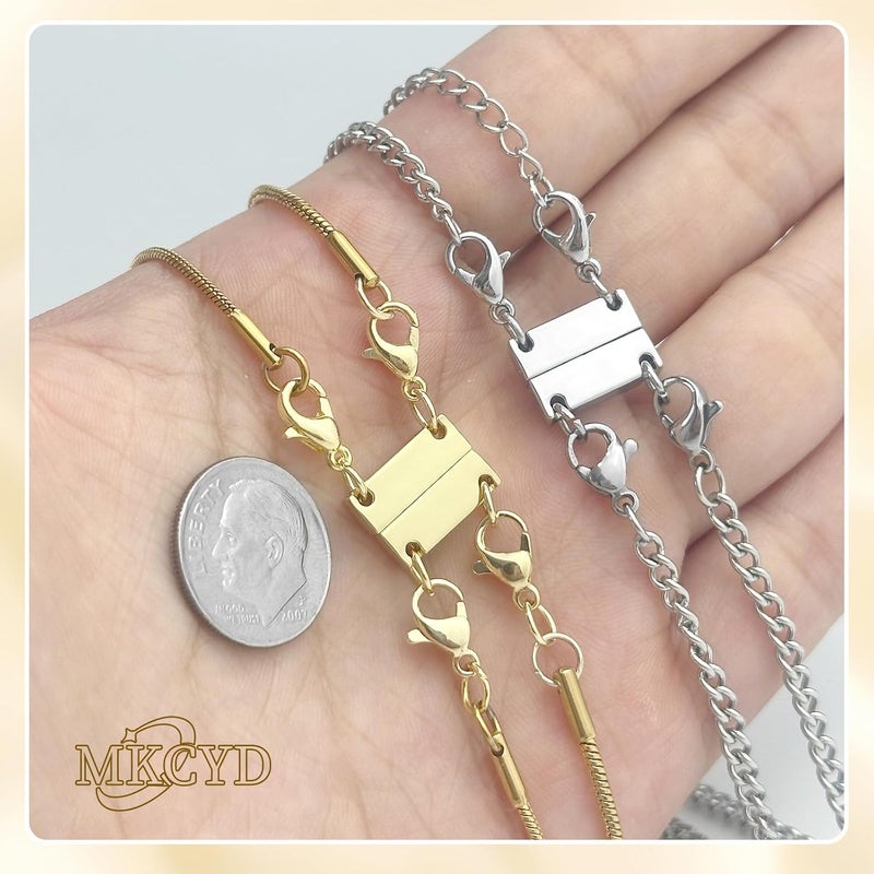 MKCYD Multi Necklace Layering Clasp Strong Magnetic Clasps, Gold and Silver Necklace Separator for Layering, Multiple Jewelry Closures for Layered Look - Image 3